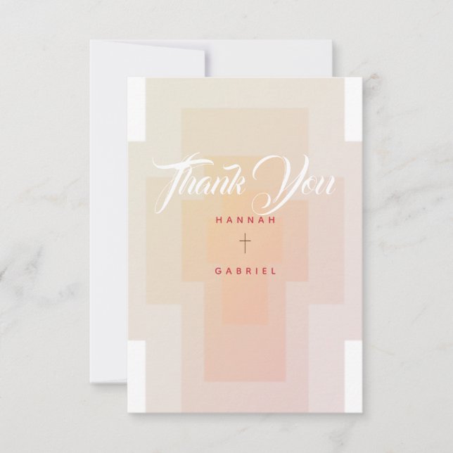 Cartão De Agradecimento Casamento com a Cruz Cristã Obrigado (Frente)