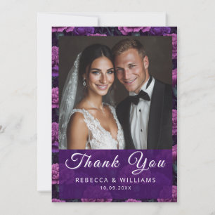 Cartão De Agradecimento Casamento com Acento de Cravo Roxo Personalizado C