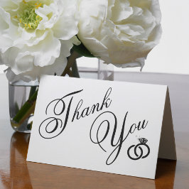 Cartão De Agradecimento Casamento com Anéis de Diamante Branco e Negro Obr