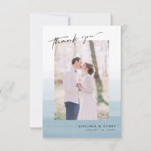 Cartão De Agradecimento Casamento com Aquarela Azul
