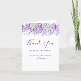 Cartão De Agradecimento Casamento com Aquarela Botânica Floral de Lavanda