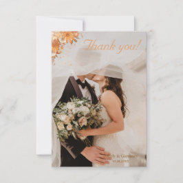 Cartão De Agradecimento Casamento com Aquarela Floral Rústica de Outono
