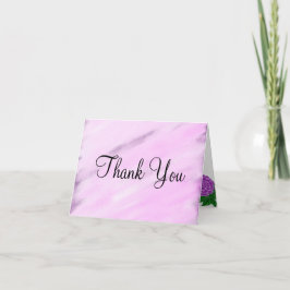 Cartão De Agradecimento Casamento com Aquarela Floral Violeta