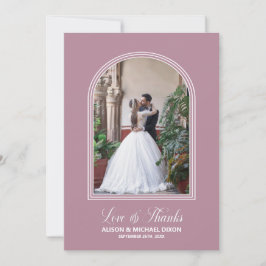 Cartão De Agradecimento Casamento com Arch Rosa Moderno Obrigado