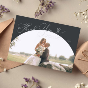 Cartão De Agradecimento Casamento com Arco Carvões Obrigado Script
