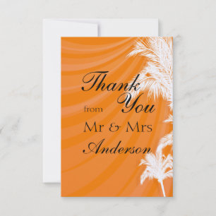 Cartão De Agradecimento Casamento com Árvores de Plama Sunset Obrigado