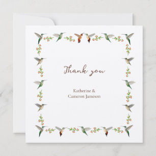 Cartão De Agradecimento Casamento com Beija-flor