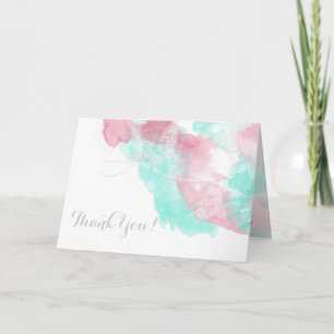 Cartão De Agradecimento Casamento com Blush de Borboleta de Aquarela
