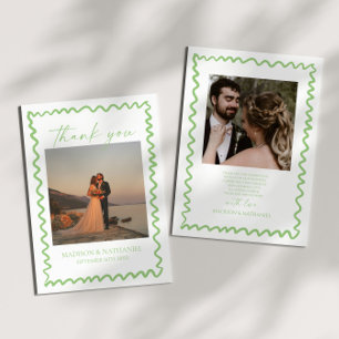 Cartão De Agradecimento Casamento com Borda Ondulada Verde Cítrico Caprich