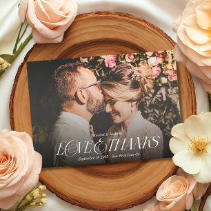 Cartão De Agradecimento Casamento com Caligrafia Elegante Moderna e Obriga