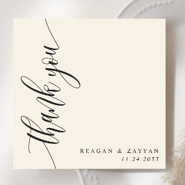 Cartão De Agradecimento Casamento com Caligrafia em Creme de Marfim