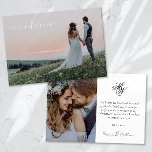 Cartão De Agradecimento Casamento com Caligrafia Monograma 2