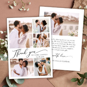 Cartão De Agradecimento Casamento com Colagem de Fotos 6, Tipografia Moder