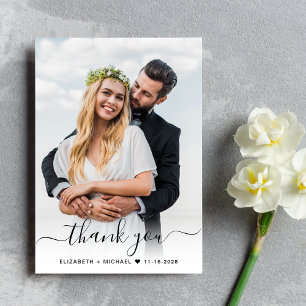 Cartão De Agradecimento Casamento com Creme de Foto Script 2