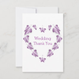 Cartão De Agradecimento Casamento com Design de Borboletas de Cor Púrpura