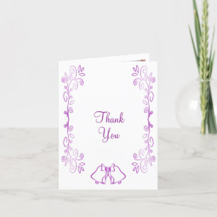 Cartão De Agradecimento Casamento com Design de Rolagem de Bells Roxos
