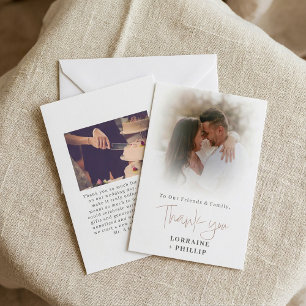 Cartão De Agradecimento Casamento com efeito de gradação de foto de script