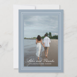 Cartão De Agradecimento Casamento com Eterno de Foto Azul Tradicional Dust