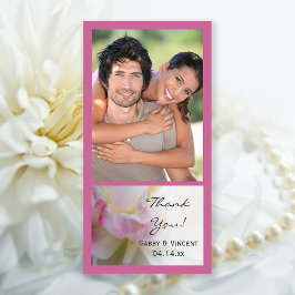 Cartão De Agradecimento Casamento com Flor de Tulpa Rosa e Branca Obrigado