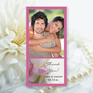 Cartão De Agradecimento Casamento com Flor de Tulpa Rosa e Branca Obrigado
