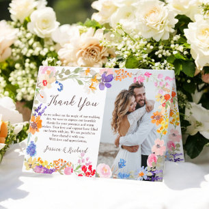 Cartão De Agradecimento Casamento com flores silvestres do primavera moder