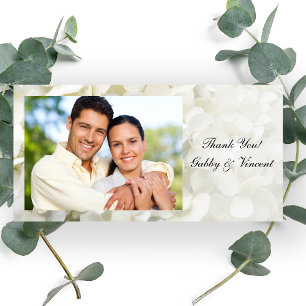 Cartão De Agradecimento Casamento com Flores White Hydrangea Obrigado