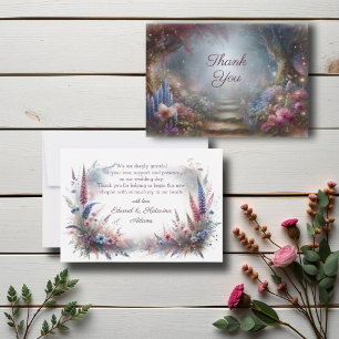 Cartão De Agradecimento Casamento com Floresta Floral Mística