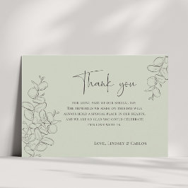 Cartão De Agradecimento Casamento com folhas desenhadas à mão minimalistas