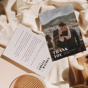 Cartão De Agradecimento Casamento com Foto com Sobreposição de Tipografia