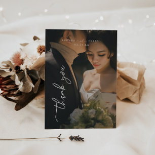 Cartão De Agradecimento Casamento com Foto Completa de Roteiro Mínimo