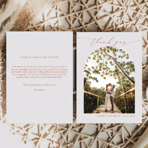 Cartão De Agradecimento Casamento com Foto de Caligrafia Boho Minimalista 