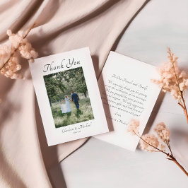 Cartão De Agradecimento Casamento com Foto de Caligrafia Moderna e Elegant