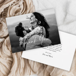Cartão De Agradecimento Casamento com Foto de Roteiro Moderno