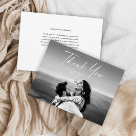 Cartão De Agradecimento Casamento com Foto de Roteiro Moderno