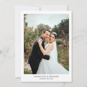 Cartão De Agradecimento Casamento com Foto de Script de Coração Chic Calli