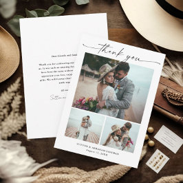 Cartão De Agradecimento Casamento com Foto de Script Moderno 3