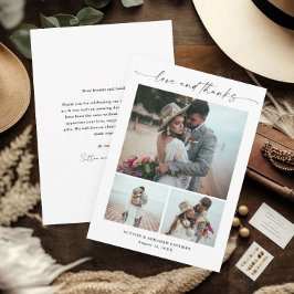 Cartão De Agradecimento Casamento com Foto de Script Moderno 3