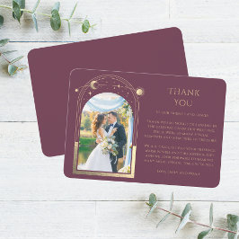 Cartão De Agradecimento Casamento com Foto Dourada da Lua da Estrela Místi