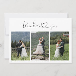 Cartão De Agradecimento Casamento com Foto e Letra Moderna