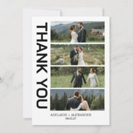 Cartão De Agradecimento Casamento com Foto e Letra Moderna