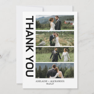 Cartão De Agradecimento Casamento com Foto e Letra Moderna