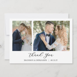 Cartão De Agradecimento Casamento com Foto e Letra Moderna