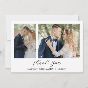 Cartão De Agradecimento Casamento com Foto e Letra Moderna