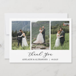 Cartão De Agradecimento Casamento com Foto e Letra Moderna