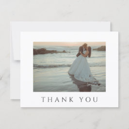 Cartão De Agradecimento Casamento com Foto Minimalista em Preto e Branco M