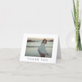 Cartão De Agradecimento Casamento com Foto Minimalista em Preto e Branco M