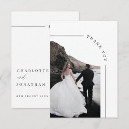 Cartão De Agradecimento Casamento com Foto Preto e Branco em Arco Moderno