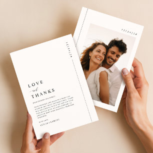 Cartão De Agradecimento Casamento com Foto Simples Tipografia Moderna
