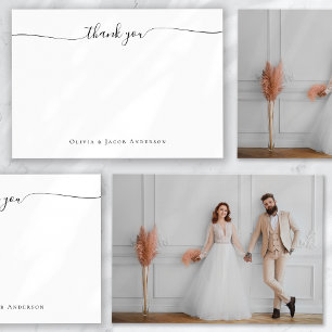 Cartão De Agradecimento Casamento com Fotografia Clássica Simples