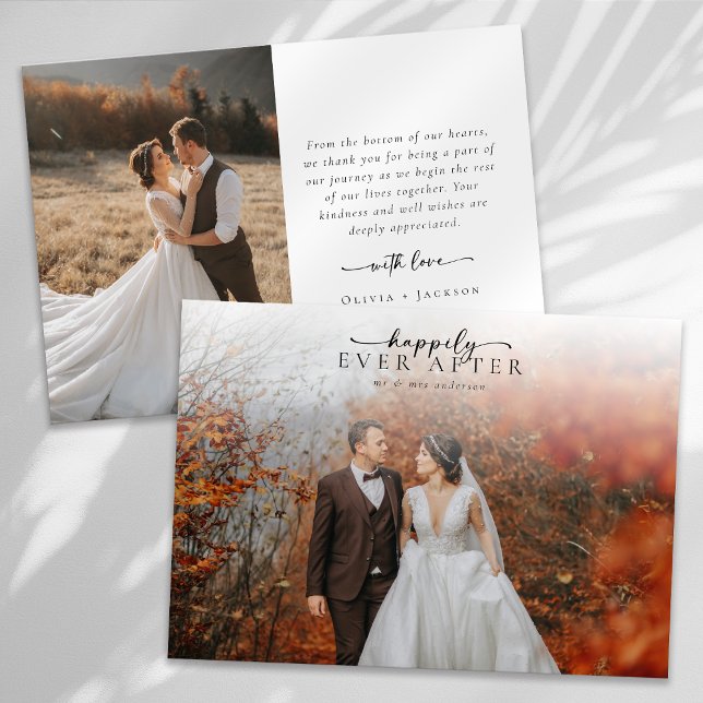 Cartão De Agradecimento Casamento com Fotografia de Script de Caligrafia R (Criador carregado)